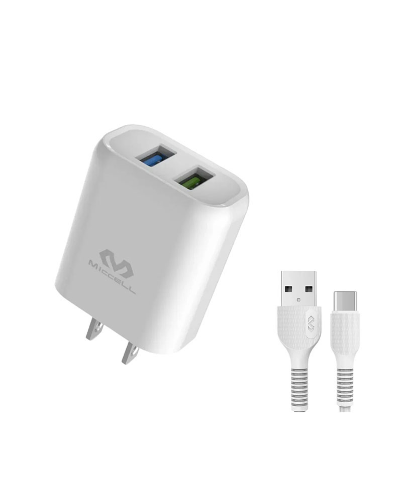 Y TU LO QUIERES COM 0000 0059 Cargador para celular USB x2, 5V 2.4A, Incluye Cable Tipo C